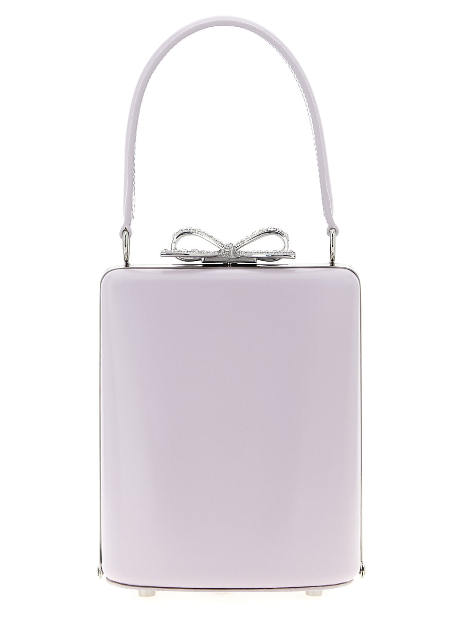 Self-Portrait Lilac Leather Mini Bow Handbag With Rhinestone Detail For Women Luxe Compact Day To Evening Bag