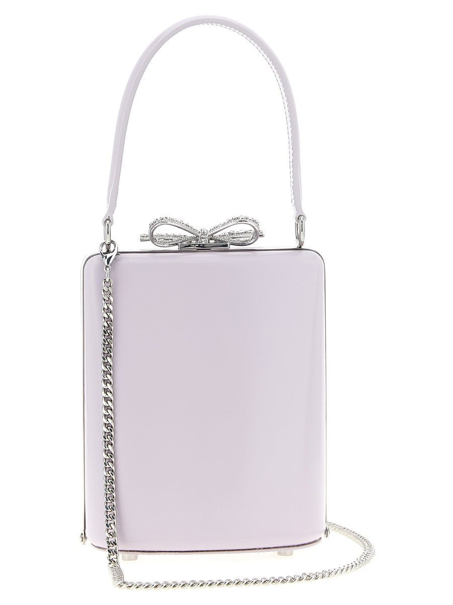 Self-Portrait Lilac Leather Mini Bow Handbag With Rhinestone Detail For Women Luxe Compact Day To Evening Bag