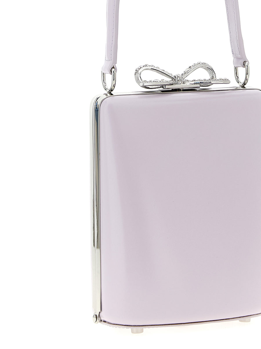 Self-Portrait Lilac Leather Mini Bow Handbag With Rhinestone Detail For Women Luxe Compact Day To Evening Bag
