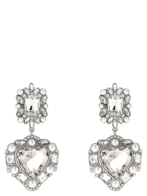 Self-Portrait Crystal Pearl Tiered Heart Earrings