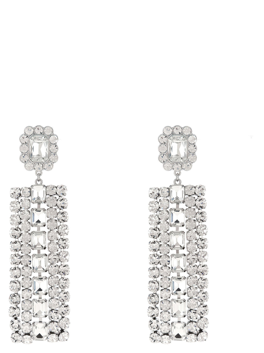 Self-Portrait Crystal Droplet Earrings For Women Luxury Silver Brass Crystal Embellished Evening Jewelry
