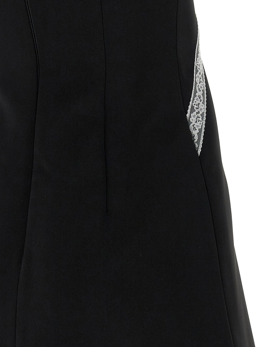 Self-Portrait Black Crêpe Bow Lace Mini Dress