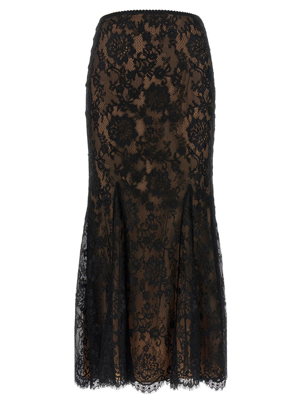 Self-Portrait Black Lace Midi Skirt