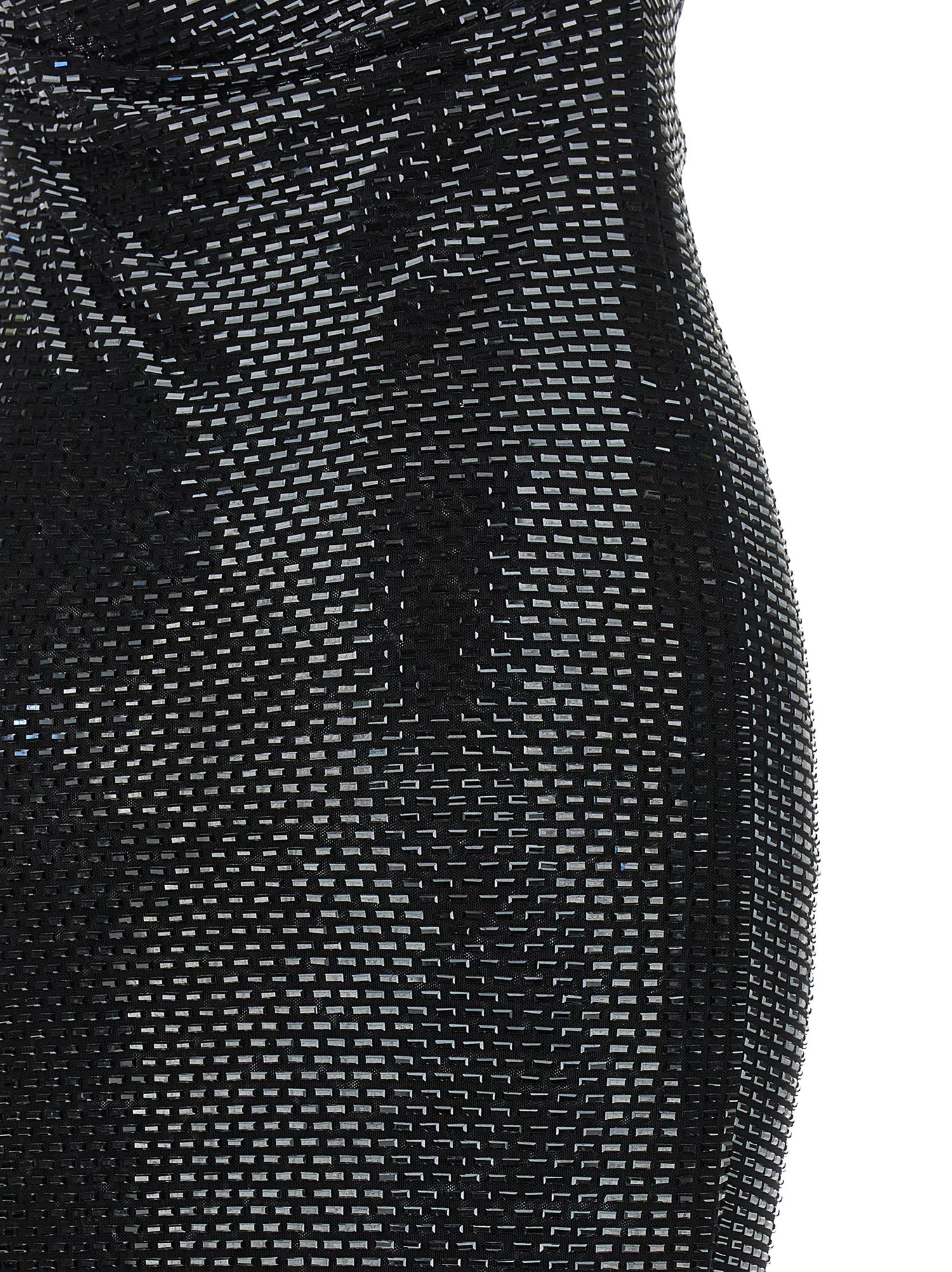 Self-Portrait Black Rhinestone Draped Maxi Dress