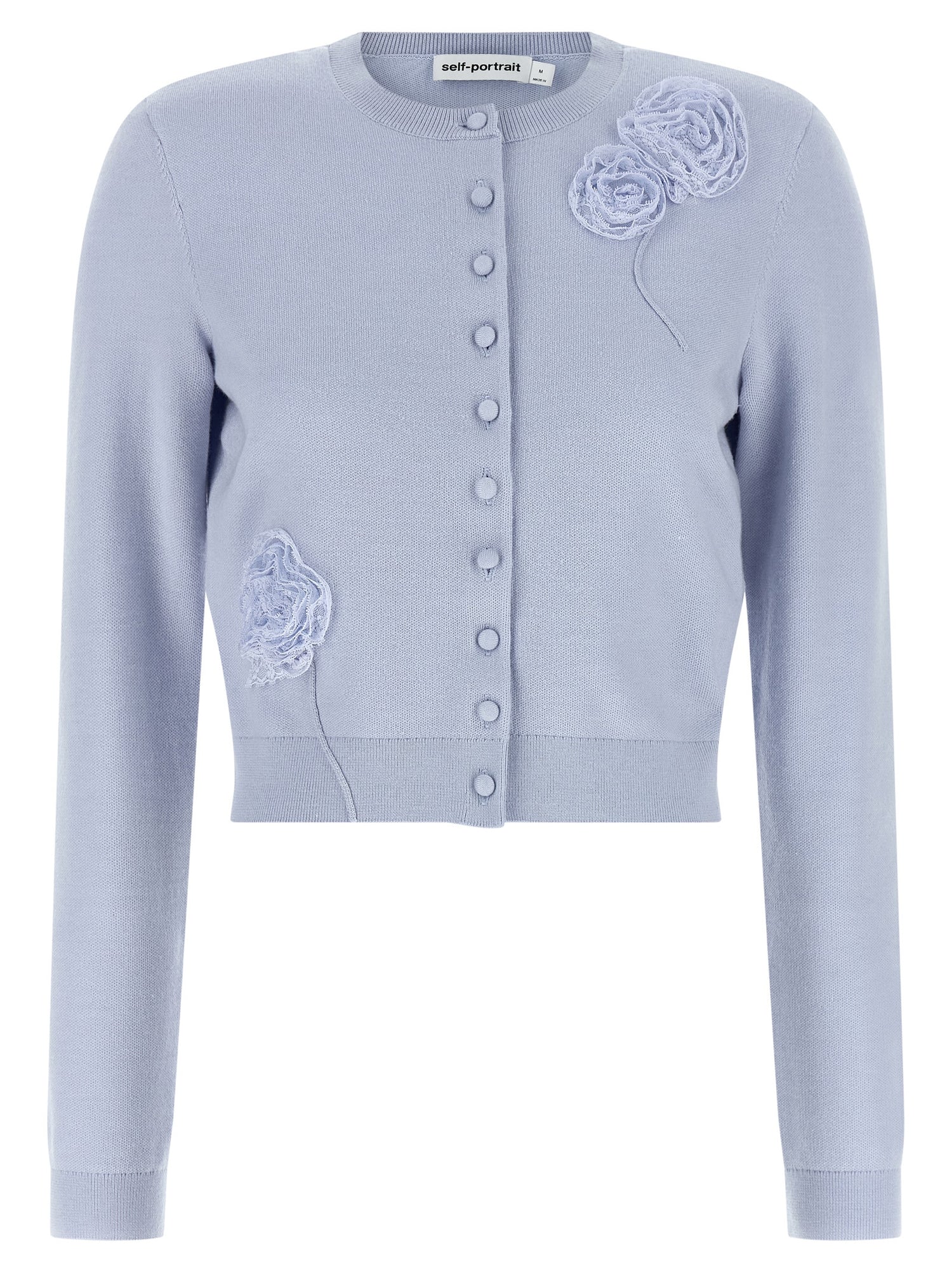 Self-Portrait Blue Flower Knit Cardigan