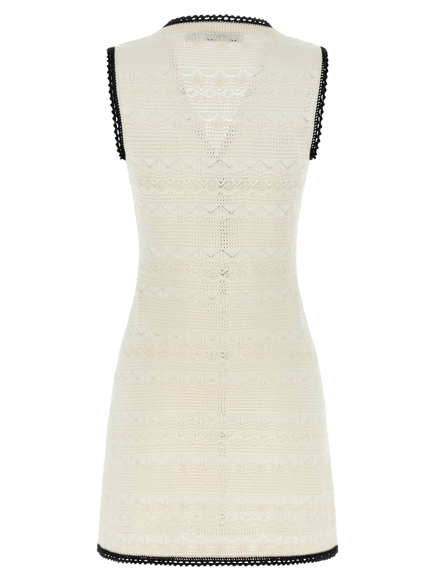 Self-Portrait White Pointelle Knit Mini Dress