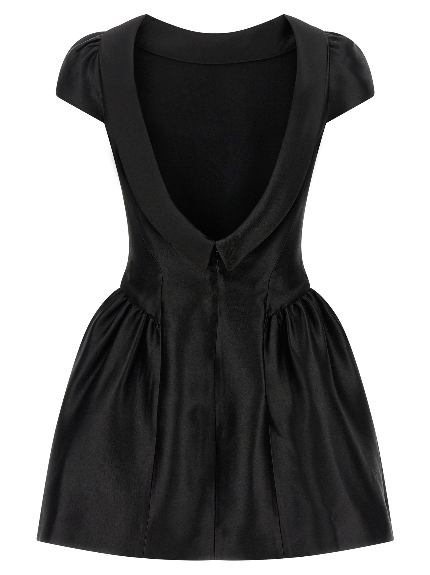Self-Portrait Black Taffetà Collared Mini Dress