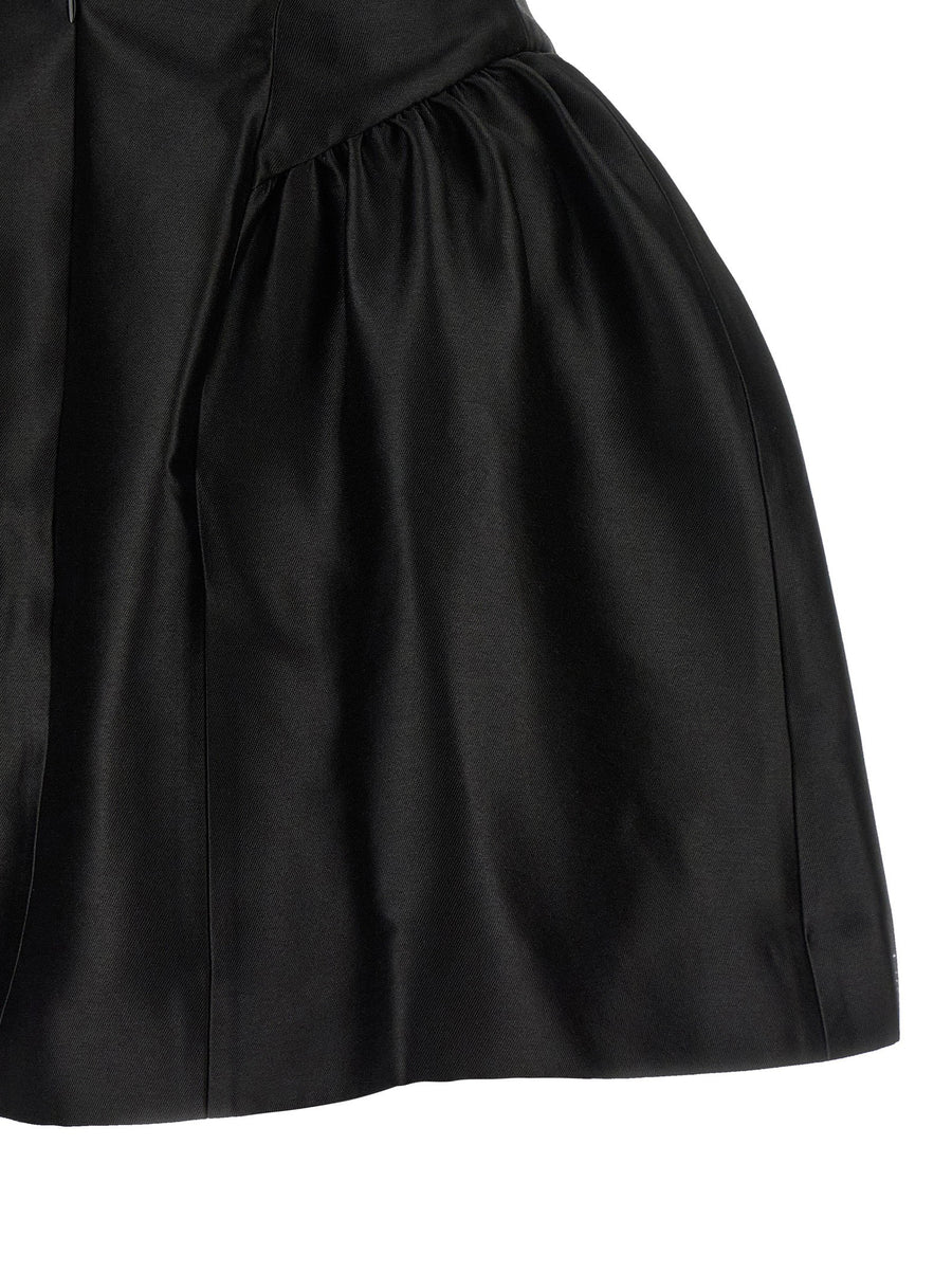Self-Portrait Black Taffetà Collared Mini Dress