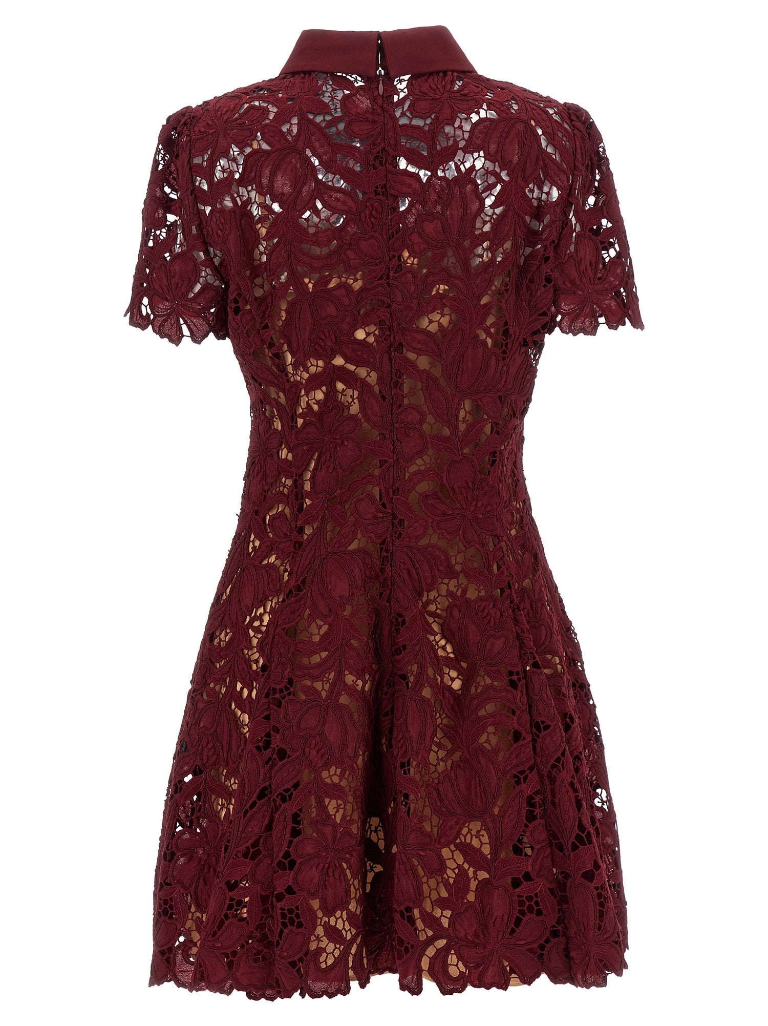 Self-Portrait Burgundy Lace Mini Dress