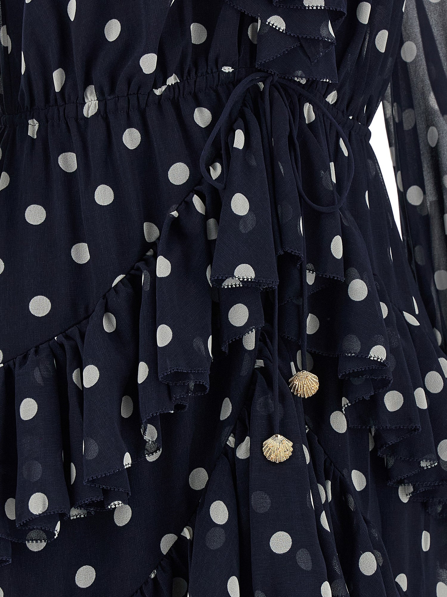 Self-Portrait Polka Dot Georgette Ruffle Maxi Dress
