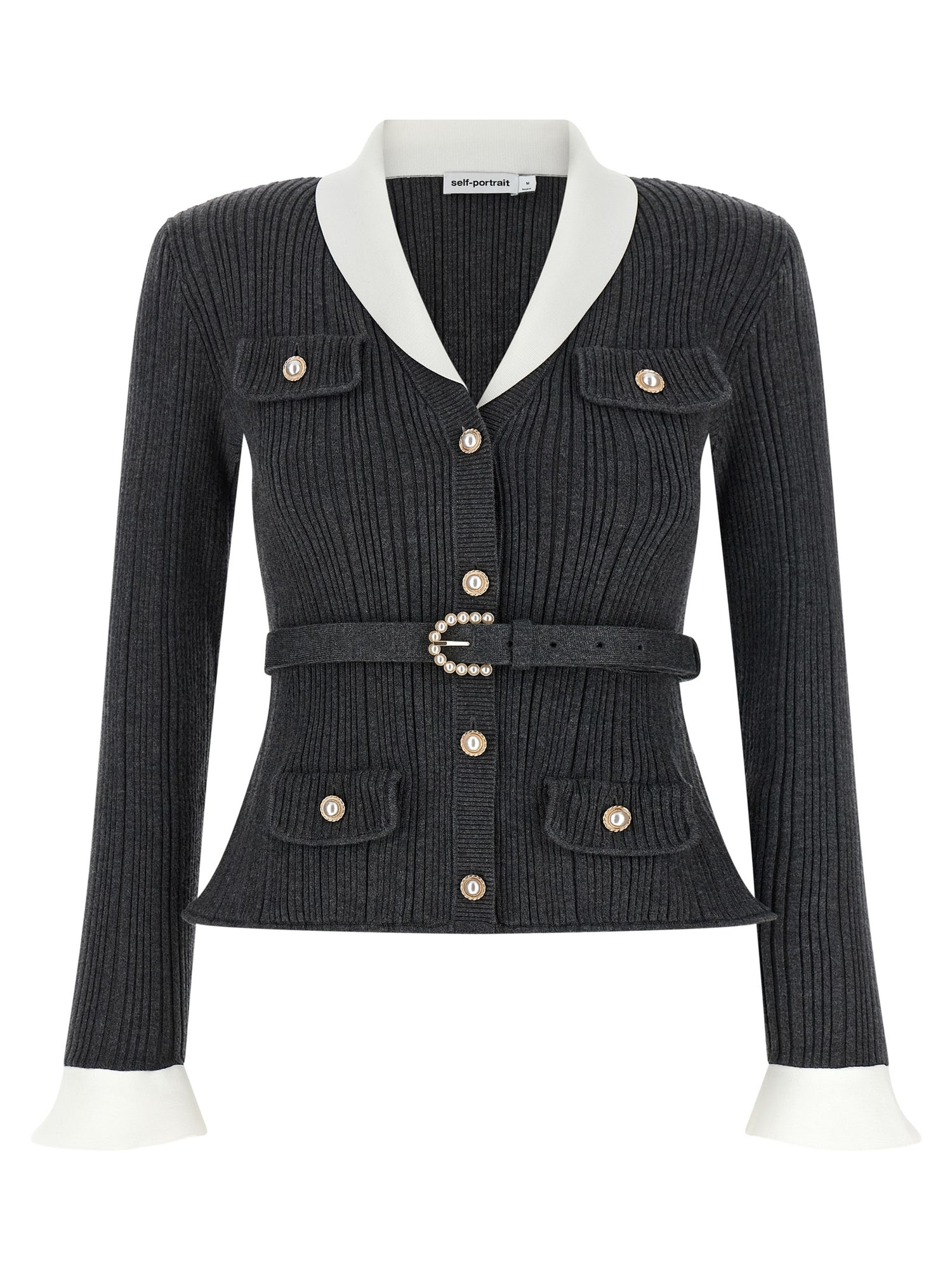 Self-Portrait Ribbed Cardigan