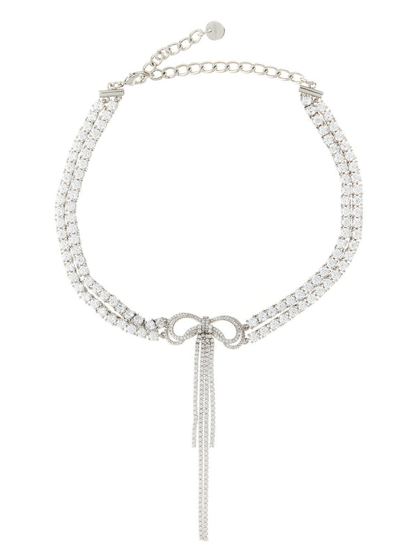 Self-Portrait Double Crystal Bow Necklace