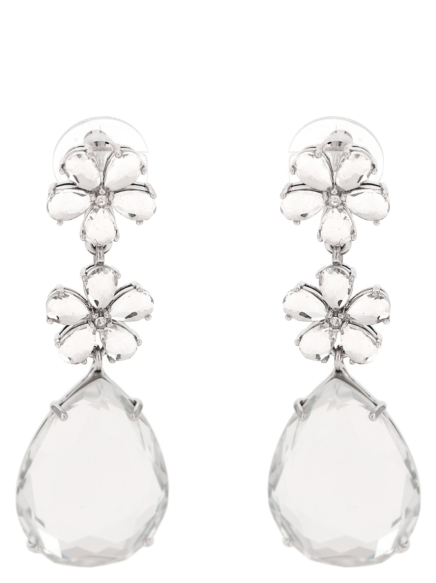 Self-Portrait Crystal Flower Tiered Earrings