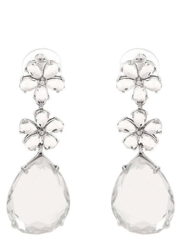 Self-Portrait Crystal Flower Tiered Earrings