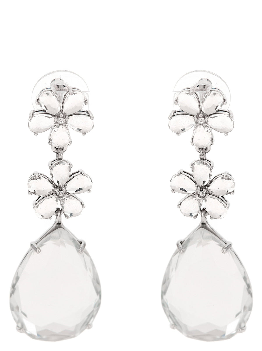 Self-Portrait Crystal Flower Tiered Earrings