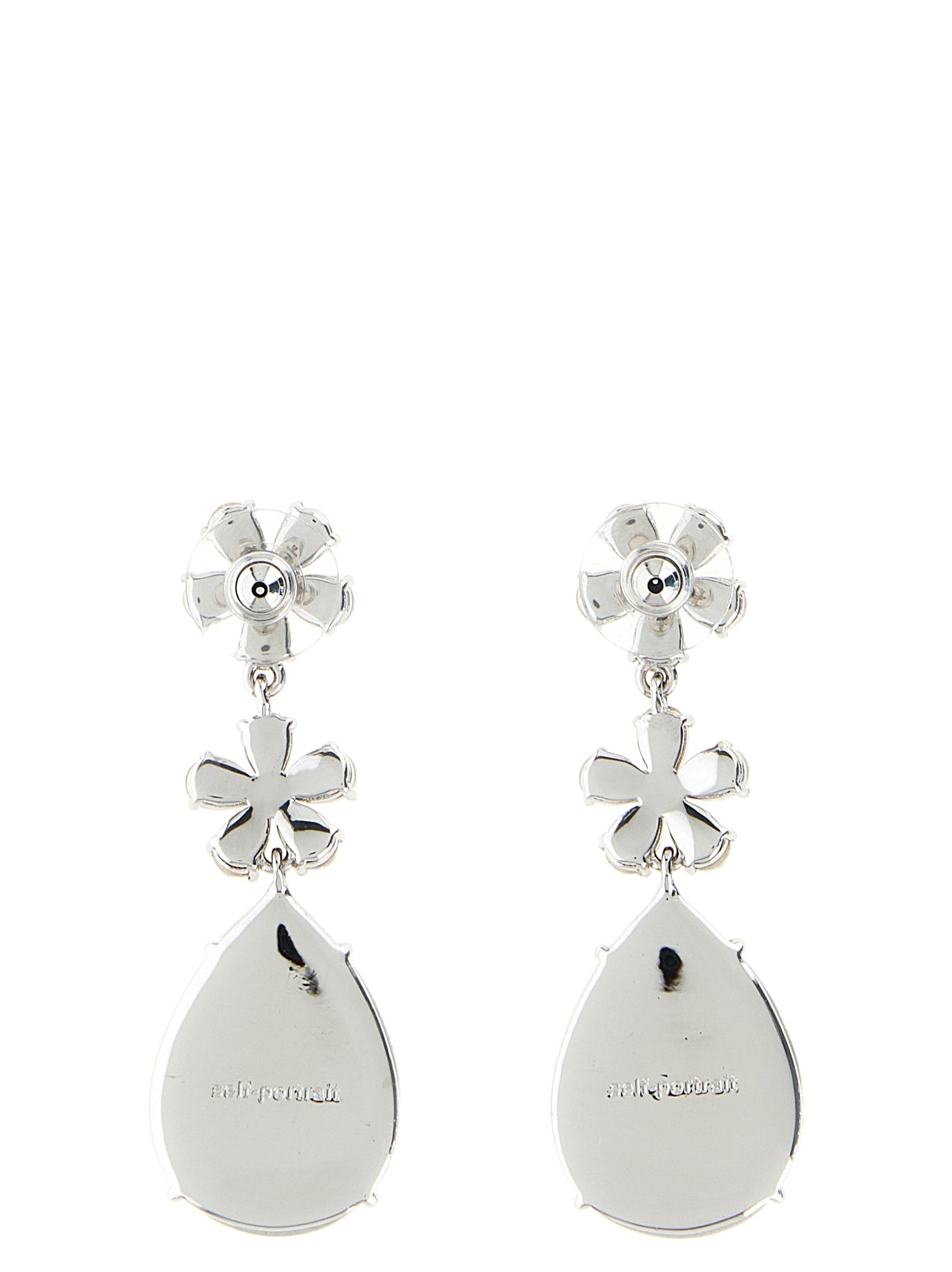 Self-Portrait Crystal Flower Tiered Earrings