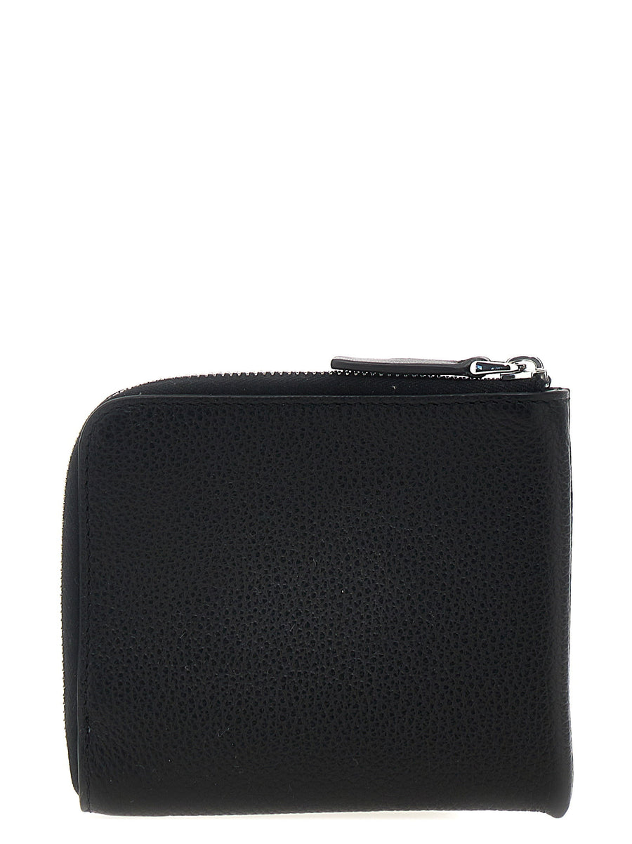 Marni Logo Wallet Hammered Calf Leather Black Zip Closure