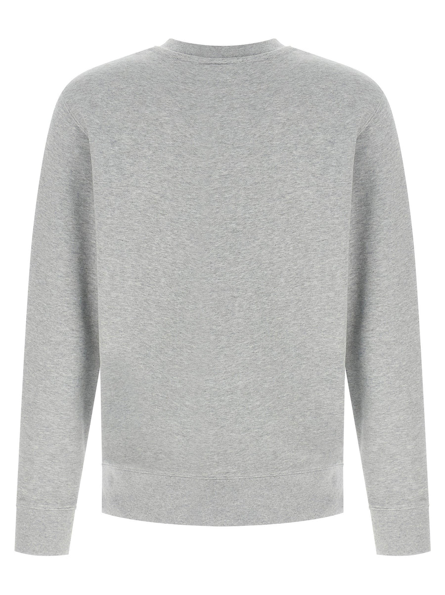 Maison Kitsuné Fox Head Sweatshirt for Men 100 Percent Cotton Gray Gauze Mélange With Signature Patch