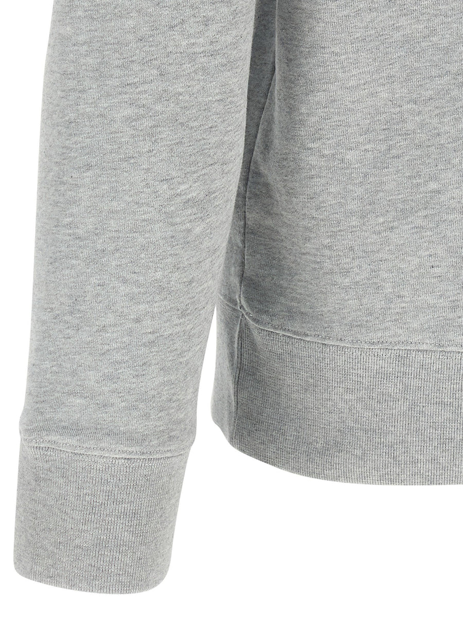 Maison Kitsuné Fox Head Sweatshirt for Men 100 Percent Cotton Gray Gauze Mélange With Signature Patch