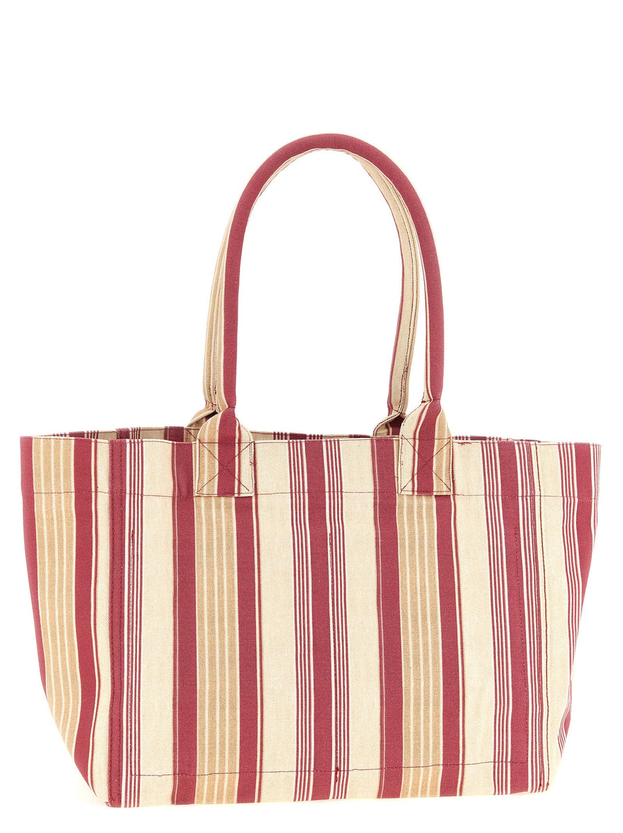 Isabel Marant Yenky Zipped Shopper Bag Red Striped Cotton Canvas For Women With Logo Patch