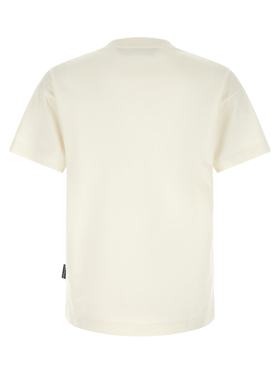 Palm Angels Neck Logo 100 Percent Cotton T Shirt for Men Premium Luxury Topwear with Front Print Logo