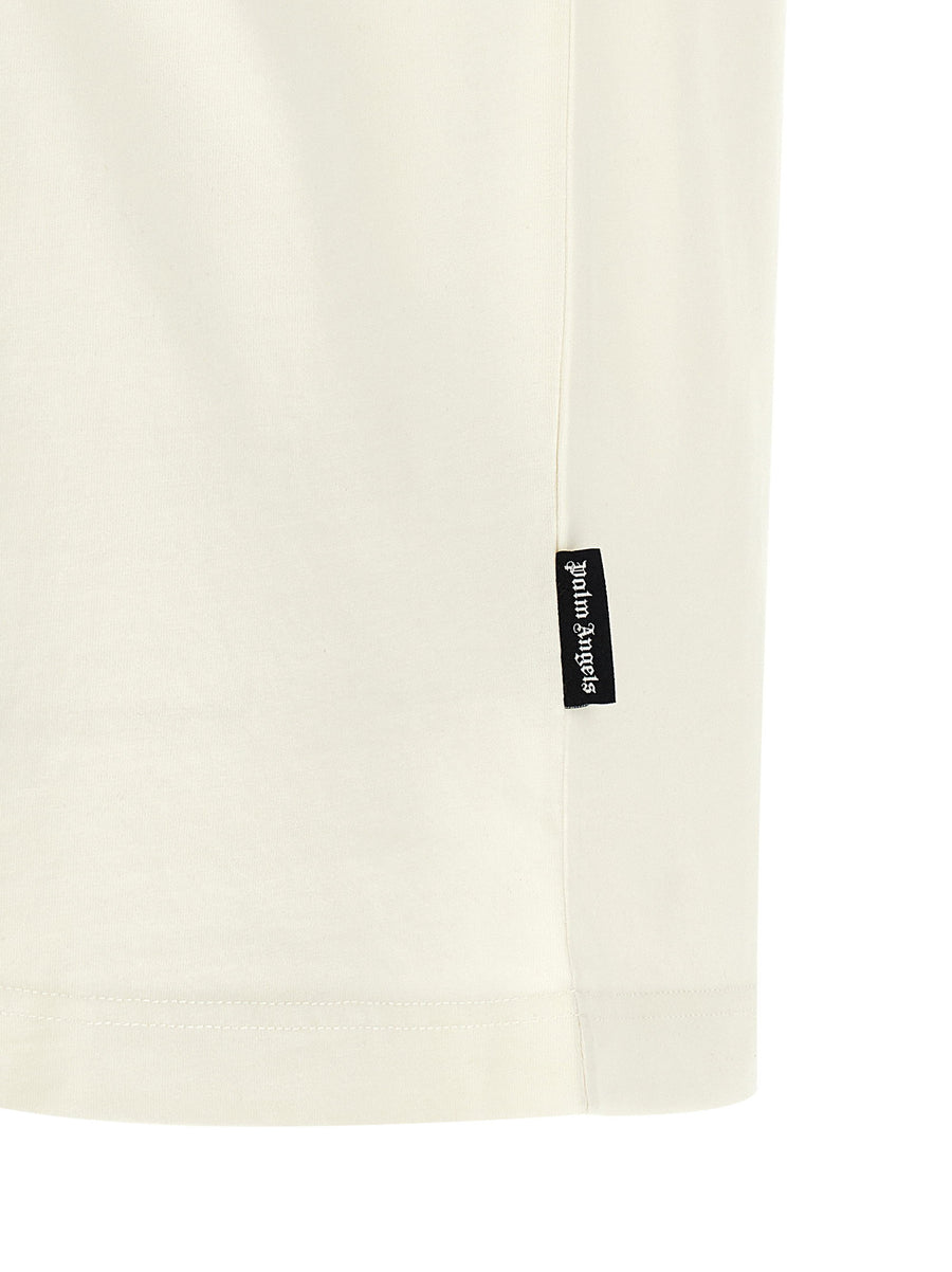 Palm Angels Bear Print Cotton T Shirt For Men Premium Comfort White Crew Neck Dropped Shoulders