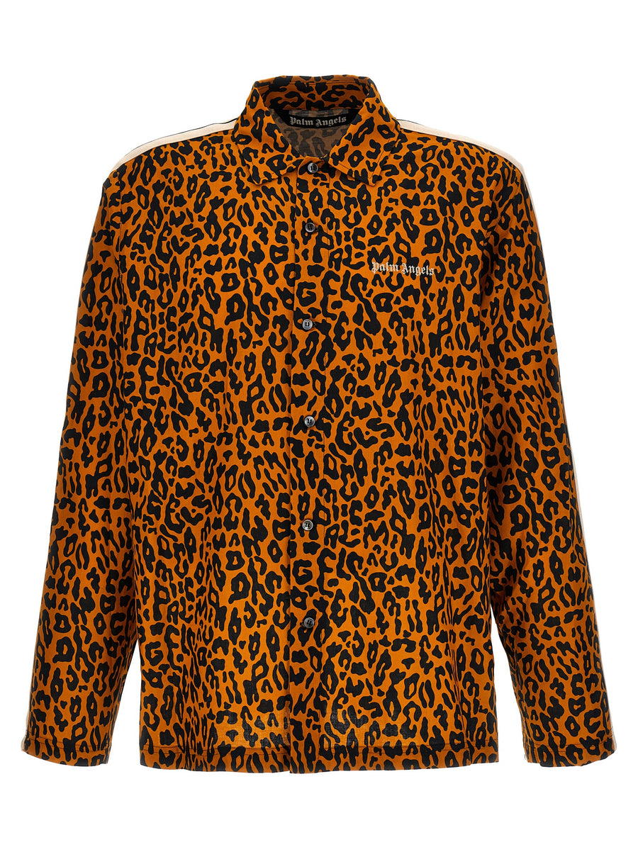 Palm Angels Cheetah Track Shirt Premium Breathable Linen Cotton Blend For Men Luxury Streetwear