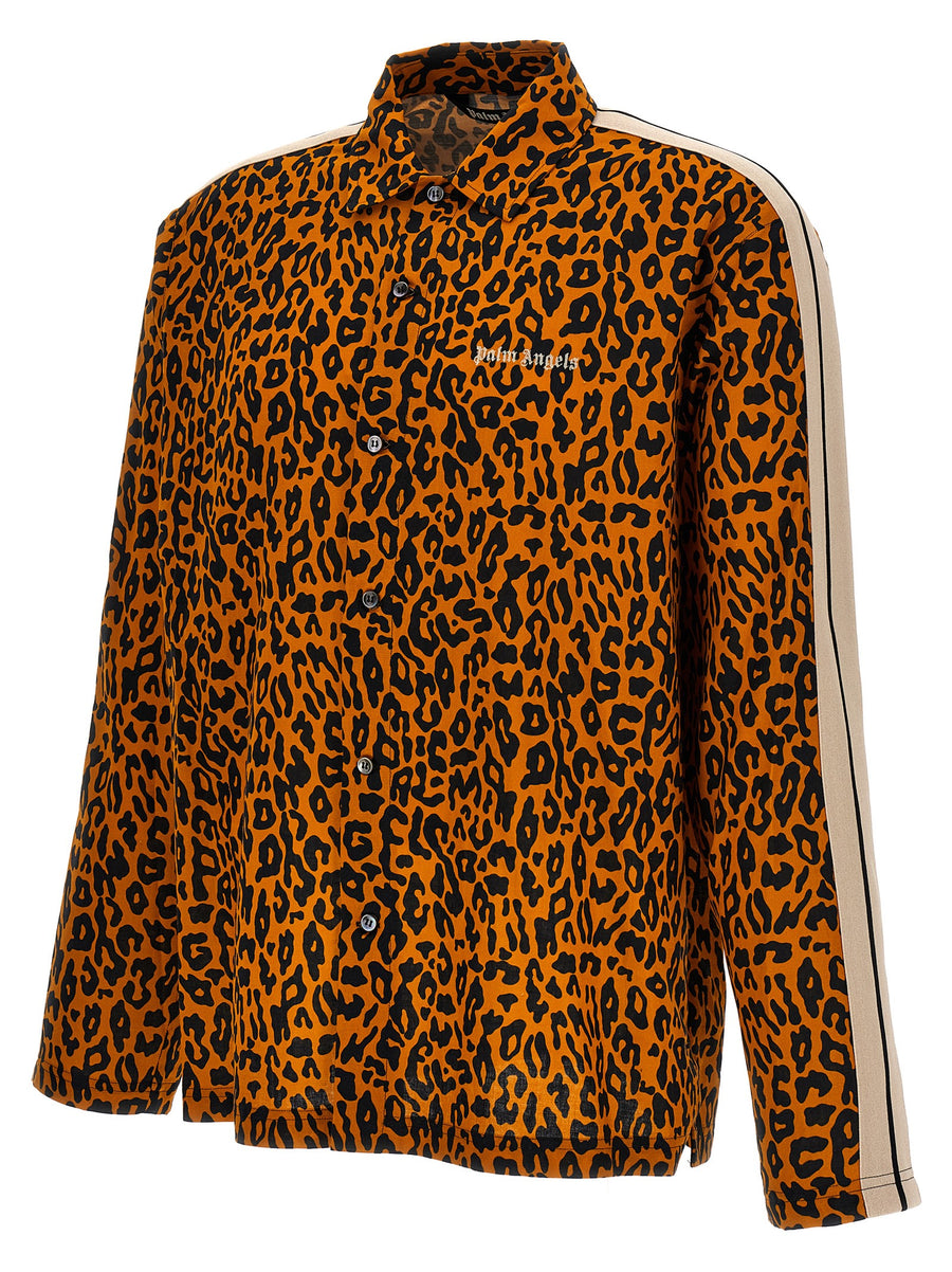Palm Angels Cheetah Track Shirt Premium Breathable Linen Cotton Blend For Men Luxury Streetwear