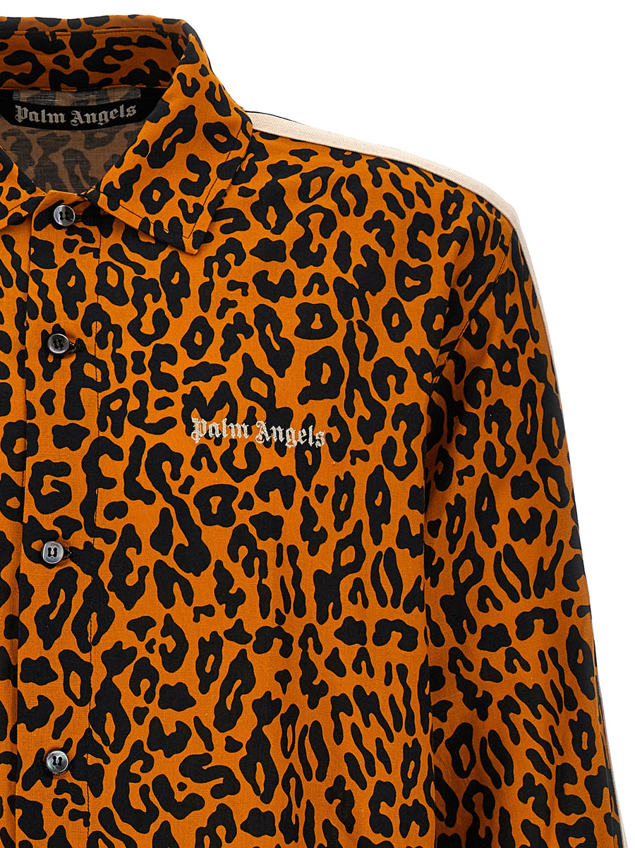 Palm Angels Cheetah Track Shirt Premium Breathable Linen Cotton Blend For Men Luxury Streetwear