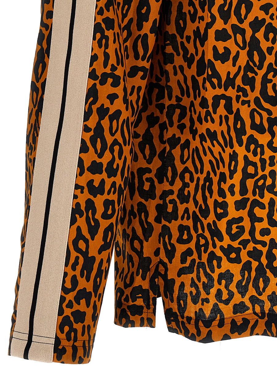 Palm Angels Cheetah Track Shirt Premium Breathable Linen Cotton Blend For Men Luxury Streetwear