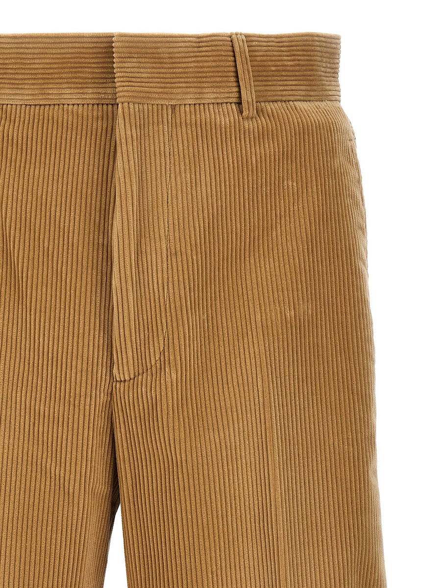 Palm Angels Corduroy Suit Tape Trousers For Men Beige Cotton With Side Stripe Streetwear Luxury