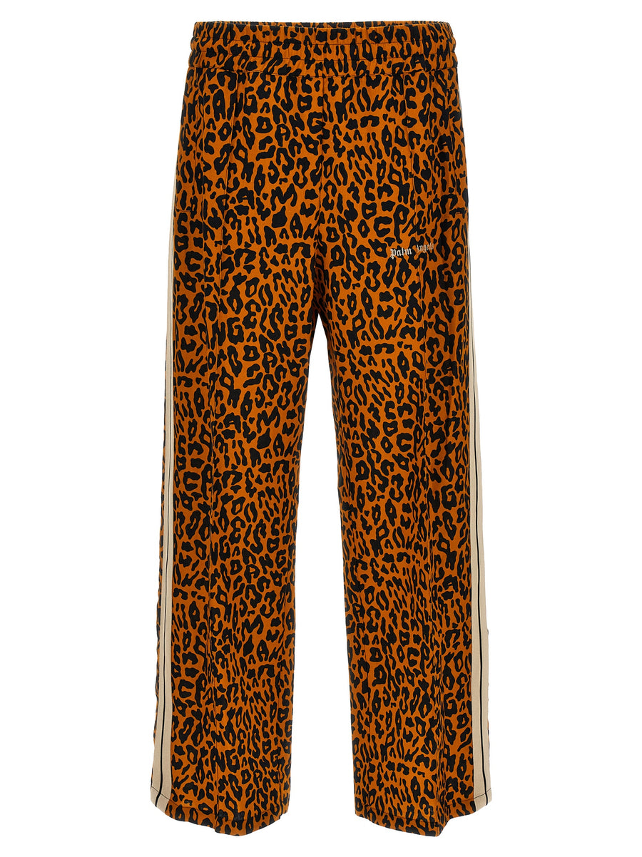 Palm Angels Cheetah Track Joggers For Men Breathable Linen Cotton Blend With Luxe Athleisure Style