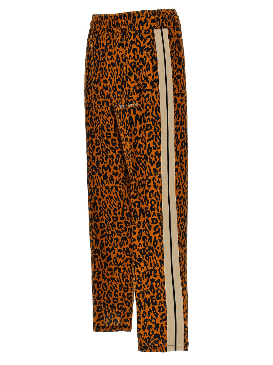 Palm Angels Cheetah Track Joggers For Men Breathable Linen Cotton Blend With Luxe Athleisure Style