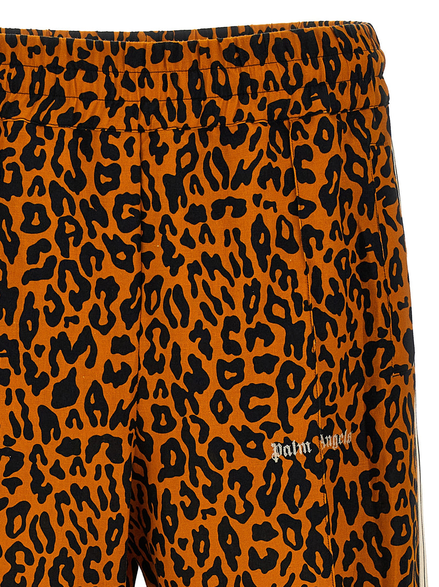 Palm Angels Cheetah Track Joggers For Men Breathable Linen Cotton Blend With Luxe Athleisure Style