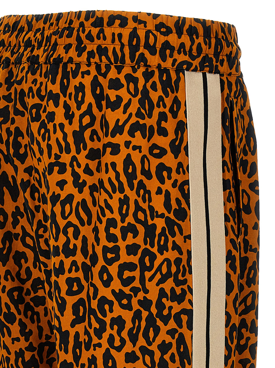 Palm Angels Cheetah Track Joggers For Men Breathable Linen Cotton Blend With Luxe Athleisure Style