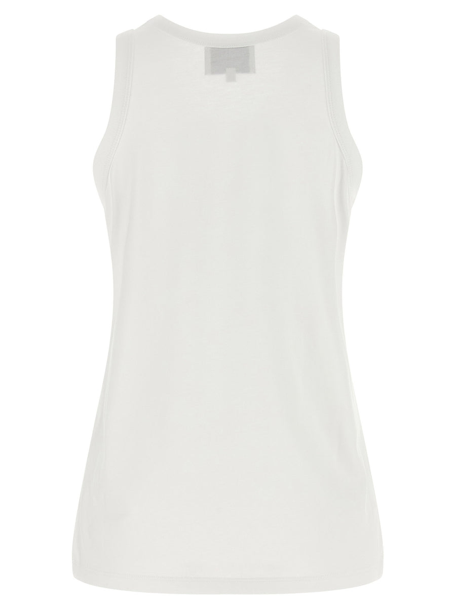 Loulou De Saison Poso Tank Top Premium Supima Cotton Luxury White Round Neck With Subtle Embroidered Logo For Women