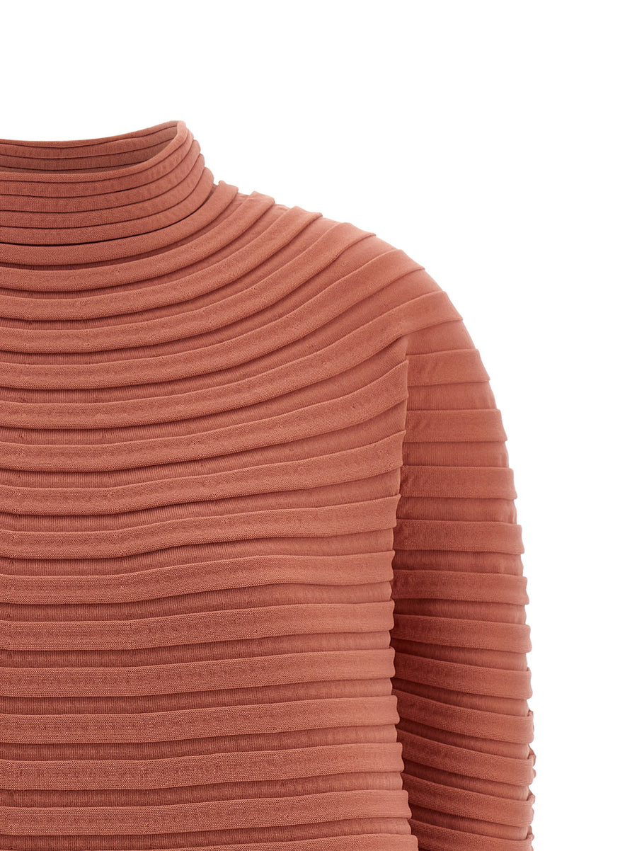 Pleats Please Issey Miyake Bounce Knit Top For Women With Architectural Shape And Stretch Rib