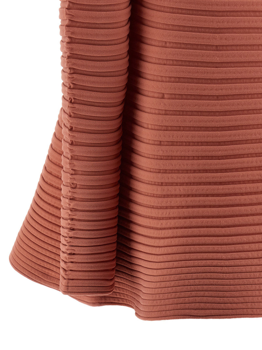 Pleats Please Issey Miyake Bounce Knit Top For Women With Architectural Shape And Stretch Rib