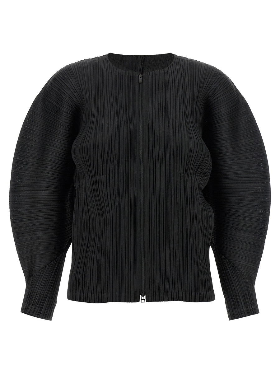 Pleats Please Issey Miyake April Jacket For Women Black Pleated Textured Layering Essential