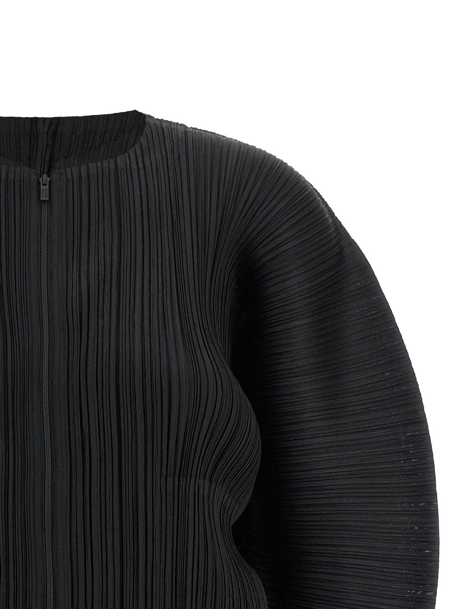 Pleats Please Issey Miyake April Jacket For Women Black Pleated Textured Layering Essential