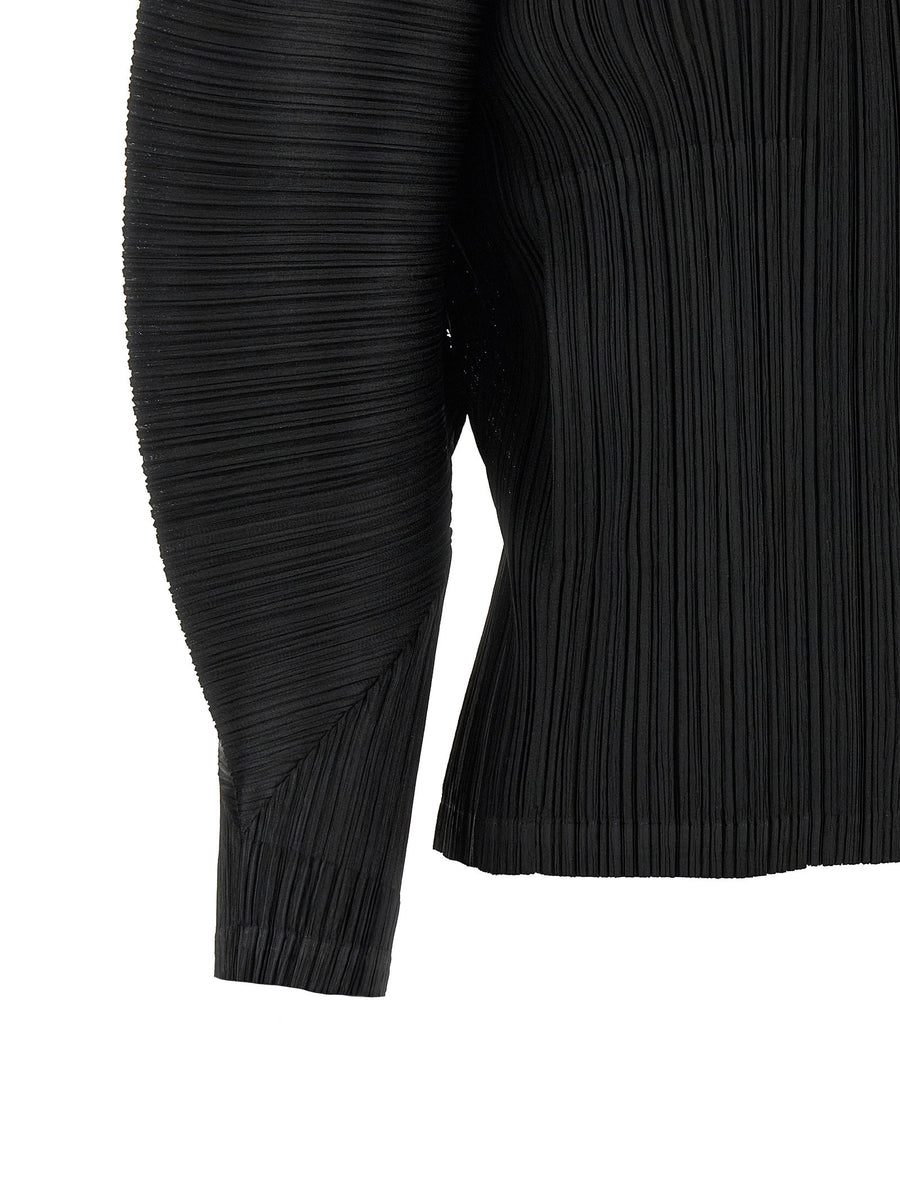 Pleats Please Issey Miyake April Jacket For Women Black Pleated Textured Layering Essential