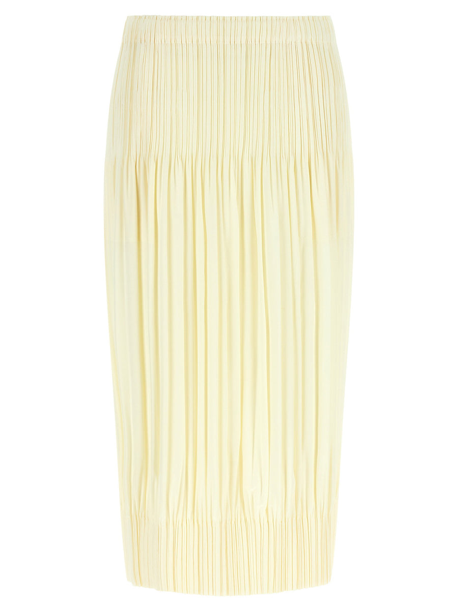 Yellow Pleats Please Issey Miyake Midi Pleated Skirt 100 Percent Polyester