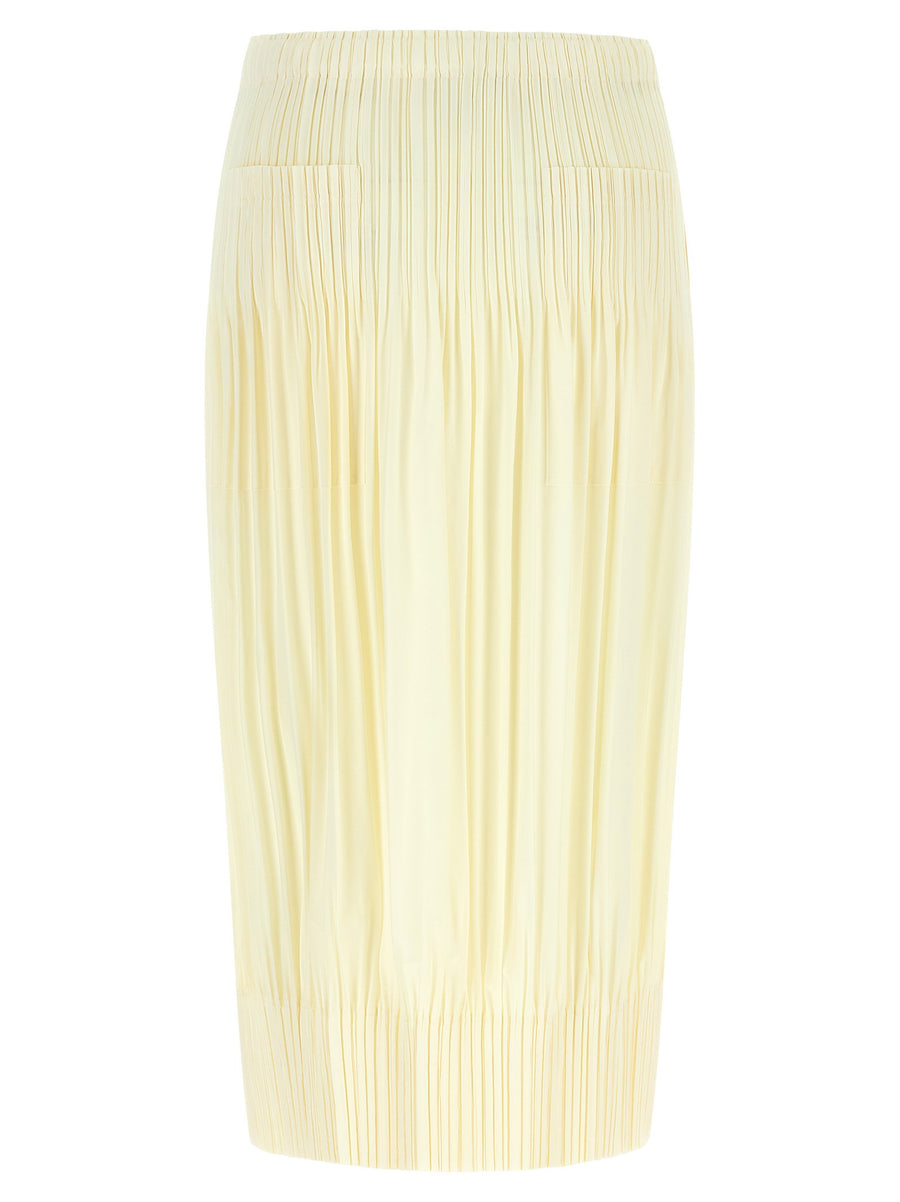 Yellow Pleats Please Issey Miyake Midi Pleated Skirt 100 Percent Polyester