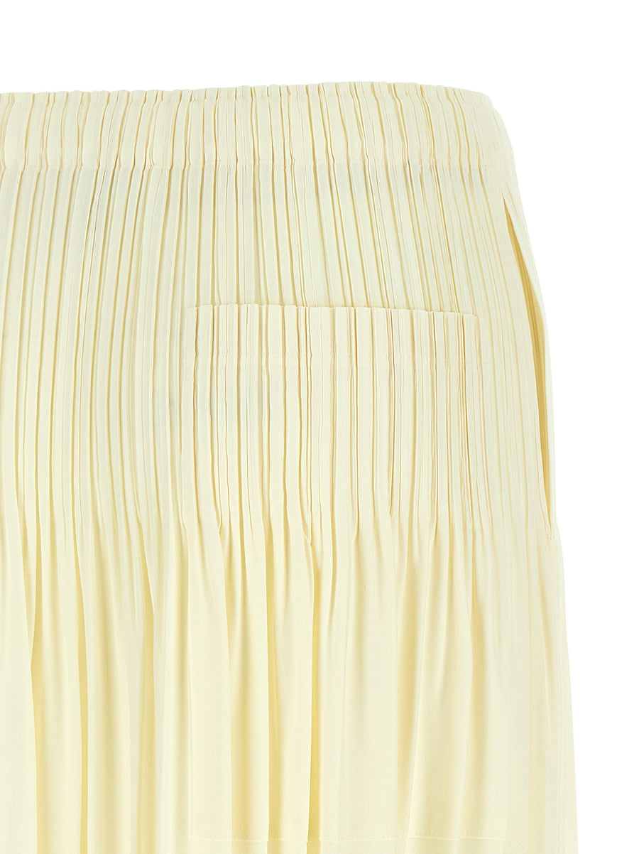 Yellow Pleats Please Issey Miyake Midi Pleated Skirt 100 Percent Polyester