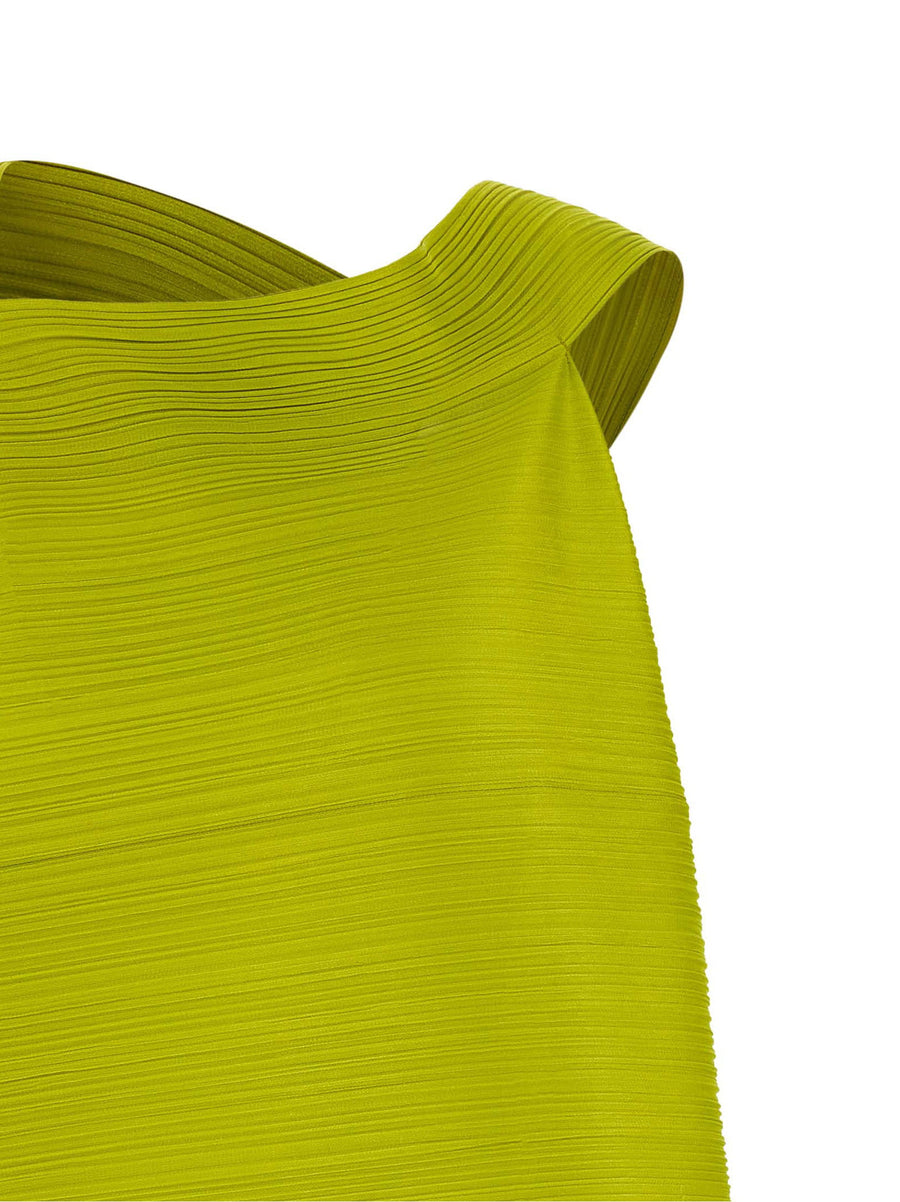 Pleats Please Issey Miyake Bouncy Basket Green Polyester Midi Dress