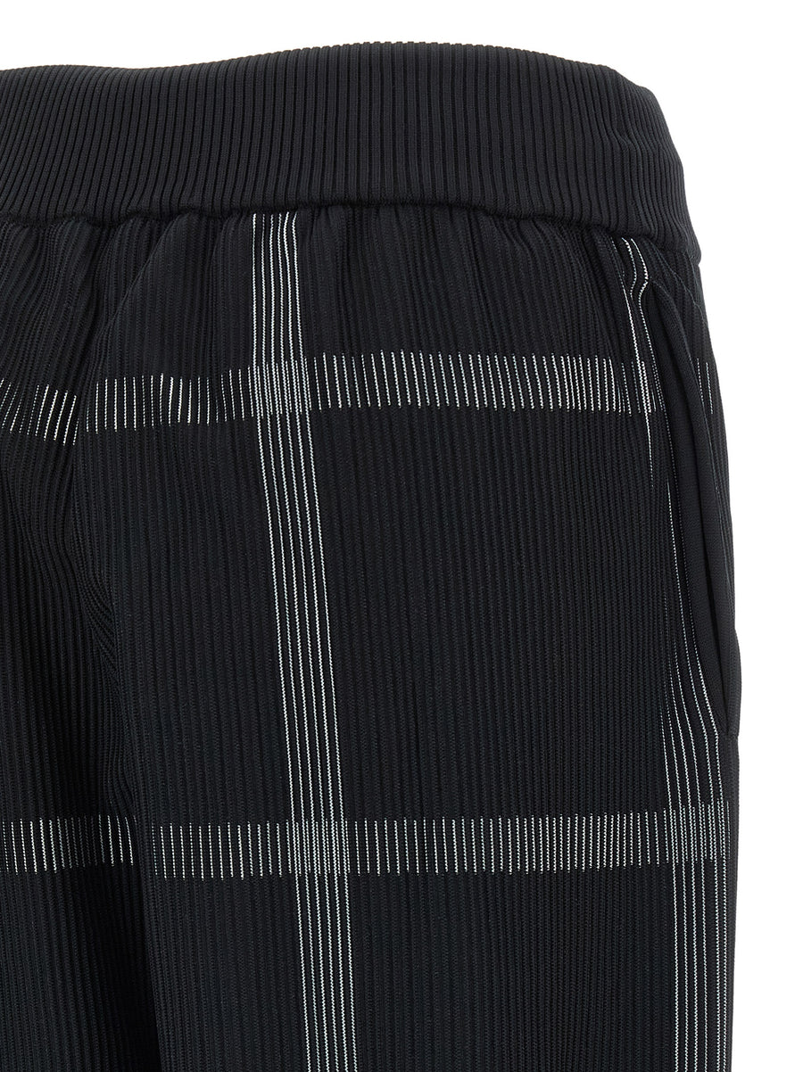 Pleats Please Issey Miyake Luxurious Crossing Knit Pants For Women One Size Wide Leg Trousers