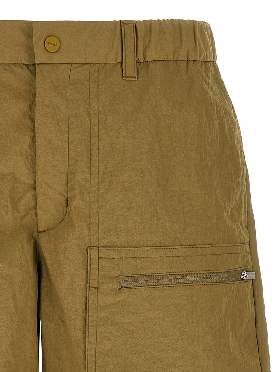 Laminar Cargo Bermuda Shorts Ultralight Technical Polyamide For Men With Secure Closures And Cargo Pockets Green