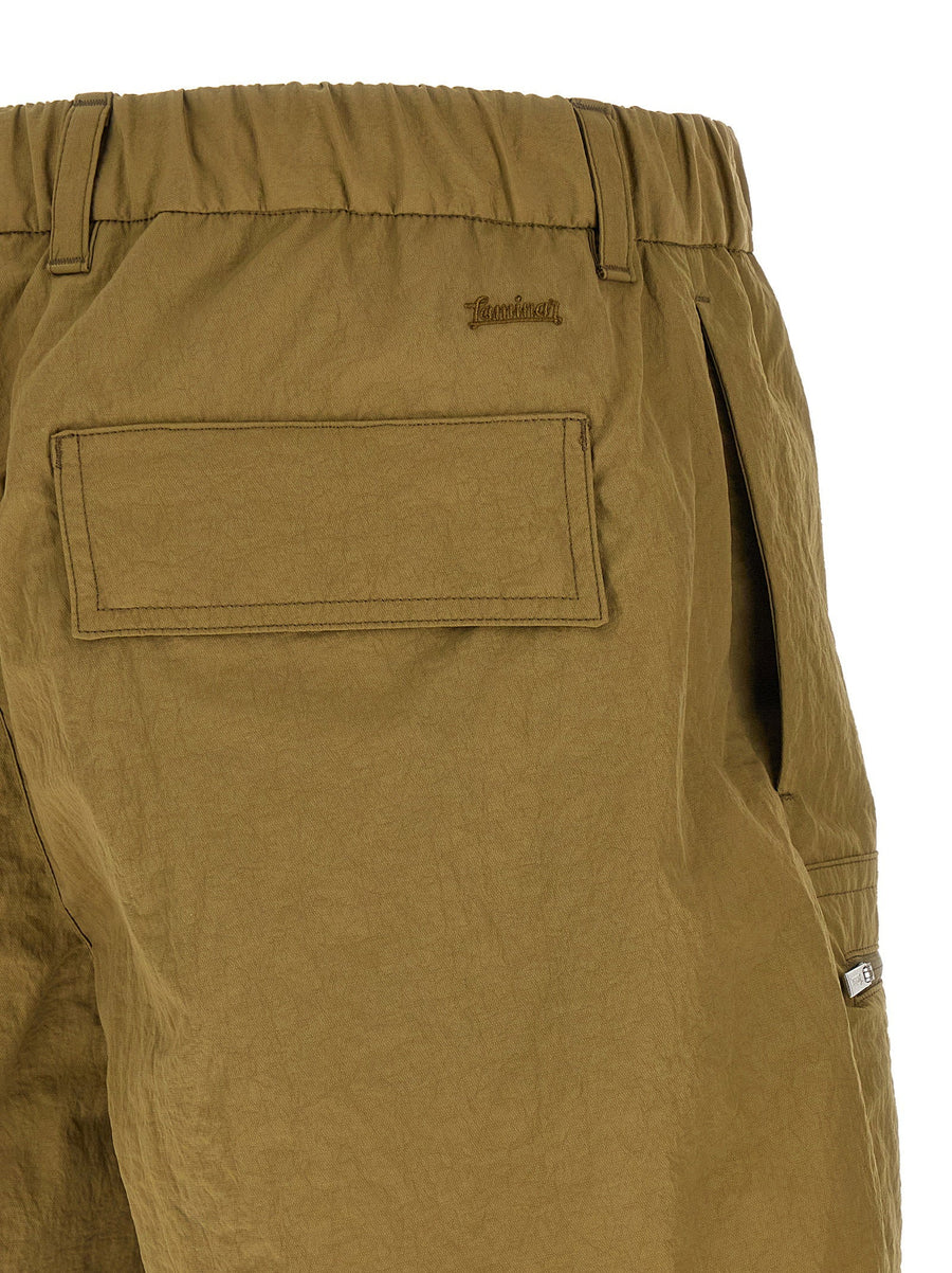 Laminar Cargo Bermuda Shorts Ultralight Technical Polyamide For Men With Secure Closures And Cargo Pockets Green