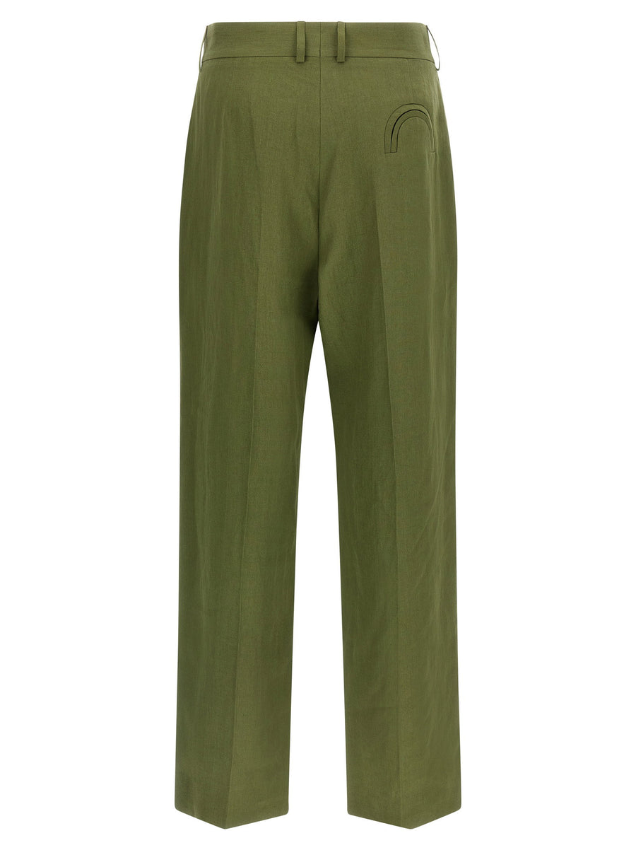 Blazé Milano Green Linen Trousers High Waist Straight Leg For Women Elegant Spring Summer