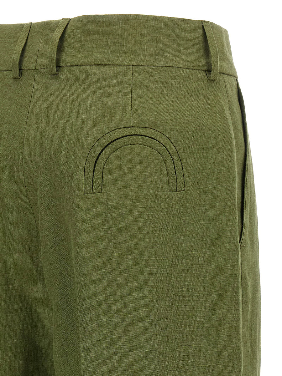 Blazé Milano Green Linen Trousers High Waist Straight Leg For Women Elegant Spring Summer